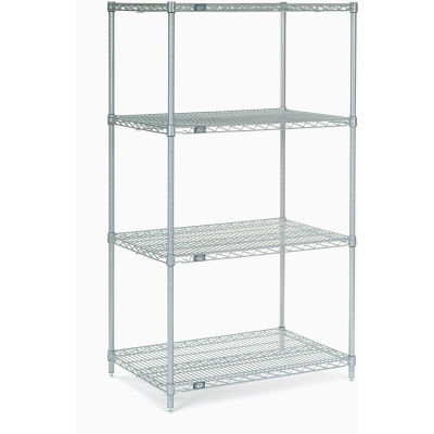 Nexel® 4 Shelf, Poly-Z-Brite® Wire Shelving Unit, Starter, 30"W x 21"D x 63"H