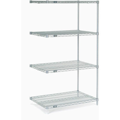 Nexel® Poly-Z-Brite®, 4 Tier, Wire Shelving Add-On Unit, 30"W x 18"D x 63"H