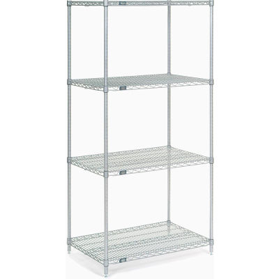Nexel® Poly-Z-Brite®, 4 Tier, Wire Shelving Starter Unit, 24"W x 18"D x 74"H