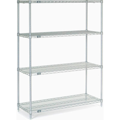 Nexel® Poly-Z-Brite®, 4 Tier, Wire Shelving Starter Unit, 48"W x 18"D x 63"H