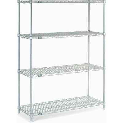Nexel® 4 Shelf, Poly-Z-Brite® Wire Shelving Unit, Starter, 48"W x 21"D x 63"H