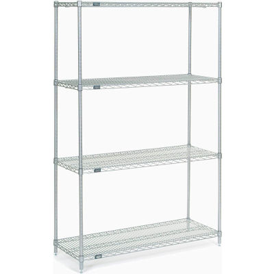 Nexel® Poly-Z-Brite®, 4 Tier, Wire Shelving Starter Unit, 48"W x 21"D x 86"H