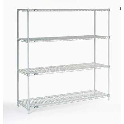 Nexel® 4 Shelf, Poly-Z-Brite® Wire Shelving Unit, Starter, 60"W x 18"D x 63"H