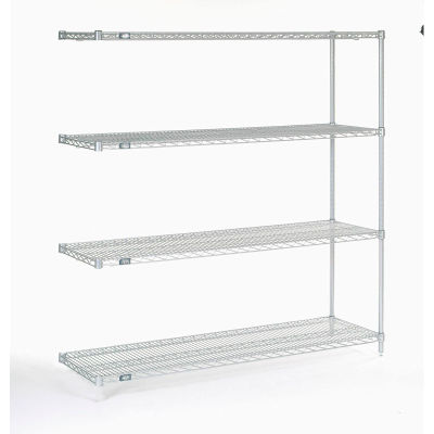 Nexel® Poly-Z-Brite®, 4 Tier, Wire Shelving Add-On Unit, 60"W x 18"D x 63"H