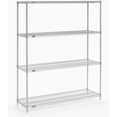 Nexel® 4 Shelf, Poly-Z-Brite® Wire Shelving Unit, Starter, 60"W x 18"D x 86"H