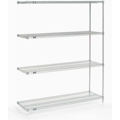 Nexel® Poly-Z-Brite®, 4 Tier, Wire Shelving Add-On Unit, 60"W x 18"D x 74"H