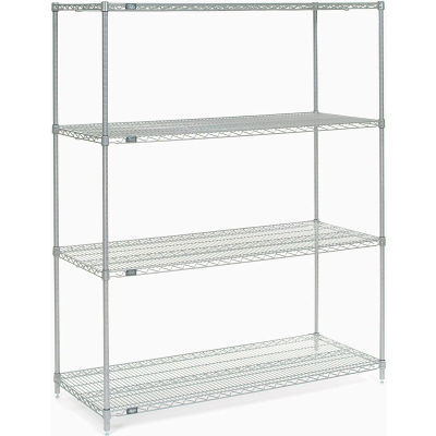 Nexel® Poly-Z-Brite®, 4 Tier, Wire Shelving Starter Unit, 54"W x 24"D x 74"H