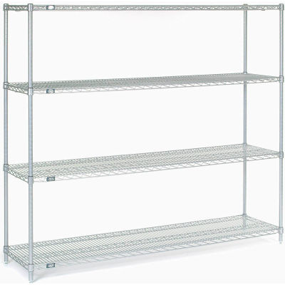 Nexel® Poly-Z-Brite®, 4 Tier, Wire Shelving Starter Unit, 72"W x 18"D x 63"H