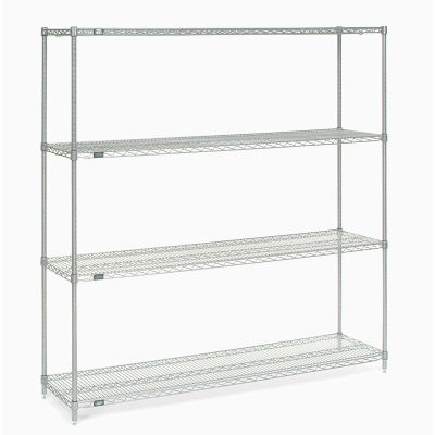 Nexel® Poly-Z-Brite®, 4 Tier, Wire Shelving Starter Unit, 72"W x 18"D x 74"H