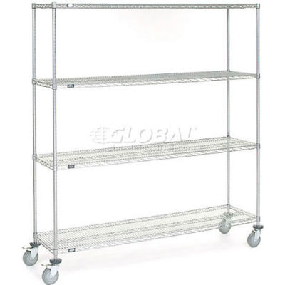 Nexel® Chrome Wire Shelf Truck w/Brakes, 1200 lb. Capacity, 72"L x 18"W x 80"H