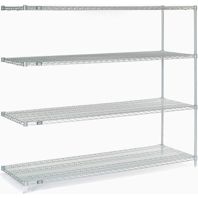 Nexel® Poly-Z-Brite®, 4 Tier, Wire Shelving Add-On Unit, 54"W x 18"D x 63"H