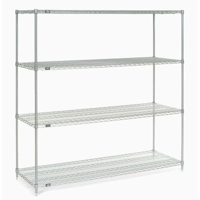 Nexel® Poly-Z-Brite®, 4 Tier, Wire Shelving Starter Unit, 54"W x 21"D x 74"H
