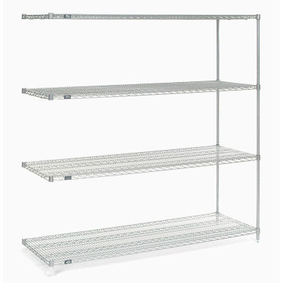 Nexel® Poly-Z-Brite®, 4 Tier, Wire Shelving Add-On Unit, 54"W x 21"D x 74"H