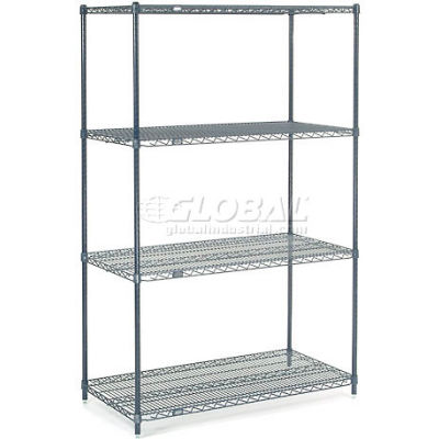 Nexel® Nexelon®, 4 Tier, Wire Shelving Starter Unit, 60"W x 24"D x 63"H