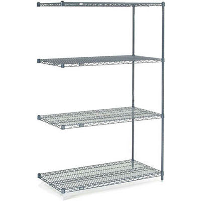 Nexel® Nexelon®, 4 Tier, Wire Shelving Add-On Unit, 36"W x 24"D x 86"H