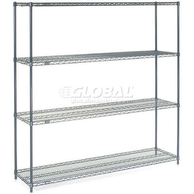 Nexel® Nexelon®, 4 Tier, Wire Shelving Starter Unit, 72"W x 18"D x 86"H