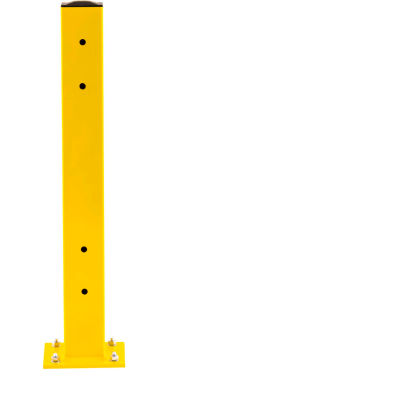 Cogan® Protective Steel Barrier Post For Double Rail, Centred Baseplate, 44"H, Yellow