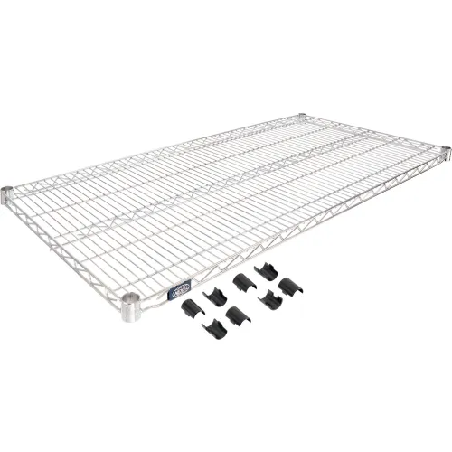 Nexel® 4 Shelf, Chrome Slant Wire Shelving Unit, Starter, 48